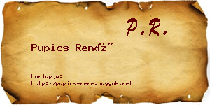 Pupics René névjegykártya